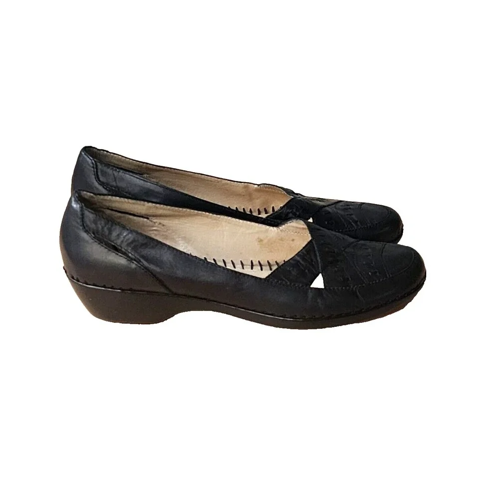 Women's EASY SPIRIT Black Slip-on Wedge Heel SHOES, Size 10N‎